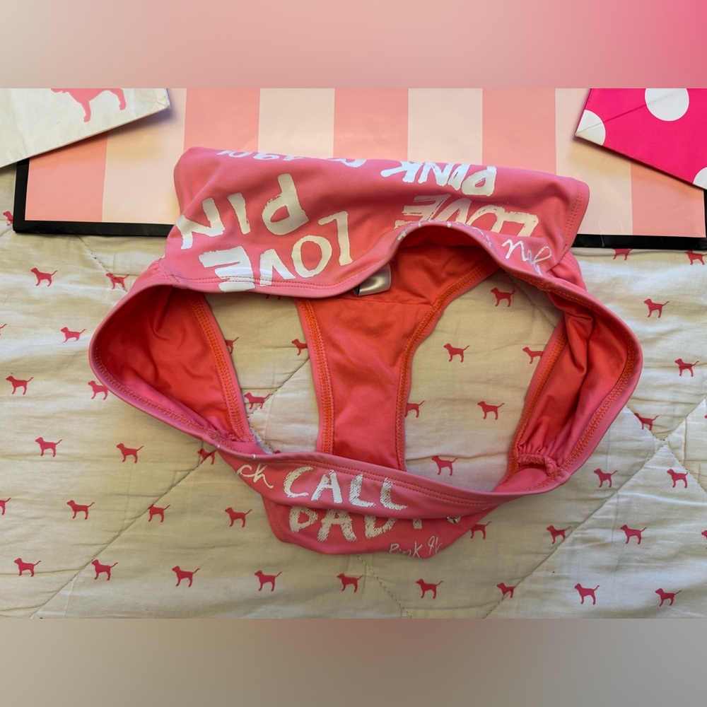 VS PINK VINTAGE Y2K BIKINI SWIMSUIT “CALL ME BABY” KISS LOVE 1986 BLING RARE M/L - Picture 9 of 11